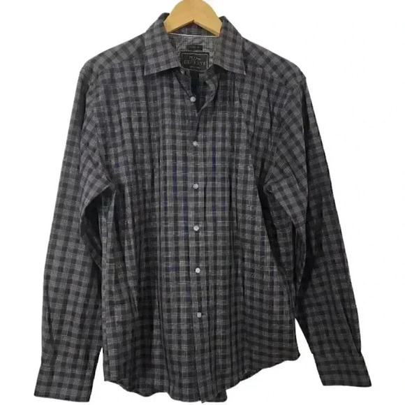 Jos. A Bank Reserve Cotton Plaid Navy Button Down Men's Shirt L - Picture 1 of 7